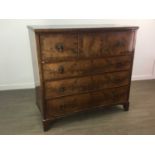 WALNUT AND MAHOGANY CHEST OF DRAWERS