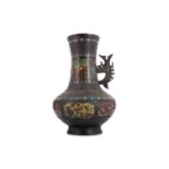 CHINESE BRONZE AND CHAMPLEVE ENAMEL VASE CIRCA 1900