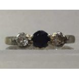 SAPPHIRE AND DIAMOND RING AND ANOTHER