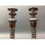 TWO PAIRS OF SHEFFIELD PLATE CANDLESTICKS LATE 19TH CENTURY