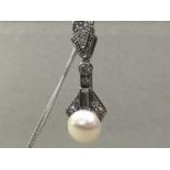 PEARL AND GEM SET PENDANT AND EARRINGS