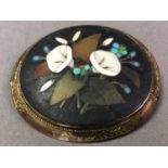 VICTORIAN PIETRA DURA BROOCH AND THREE OTHER ITEMS