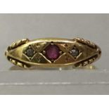 RUBY AND DIAMOND RING WITH INSCRIPTION DATED 1912