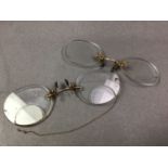 TWO PAIRS OF PINCE NEZ AND A SPECTACLE CASE