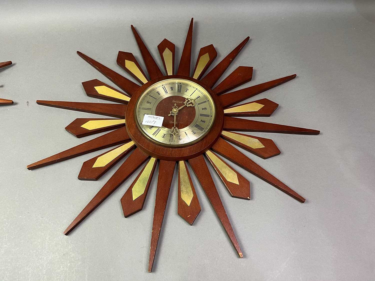 VINTAGE METAMIC TEAK STARBUST WALL CLOCK AND TWO OTHERS - Image 3 of 6