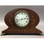 MAHOGANY MANTEL CLOCK AND ANOTHER CLOCK