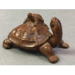 COLLECTION OF CARVED WOOD AND TAGUA NUT NETSUKE 20TH CENTURY