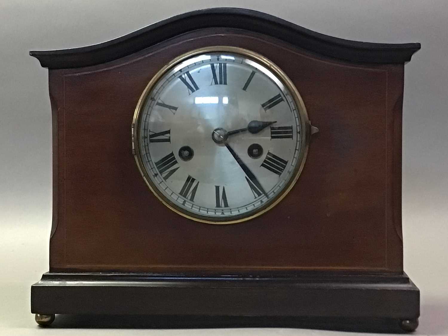 EDWARDIAN INLAID MAHOGANY MANTEL CLOCK