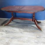 MAHOGANY REPRODUCTION DINING TABLE AND SIX CHAIRS