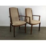 SET OF FOUR G-PLAN TEAK DINING CHAIRS WITH TWO CARVERS