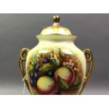 AYNSLEY FRUIT DECORATED URN ALONG WITH OTHER ITEMS