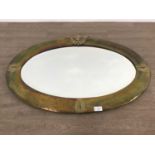 BRASS OVAL WALL MIRROR C.1920S