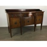 MAHOGANY BOW FRONTED SIDEBOARD OF SHERATON DESIGN EARLY 19TH CENTURY