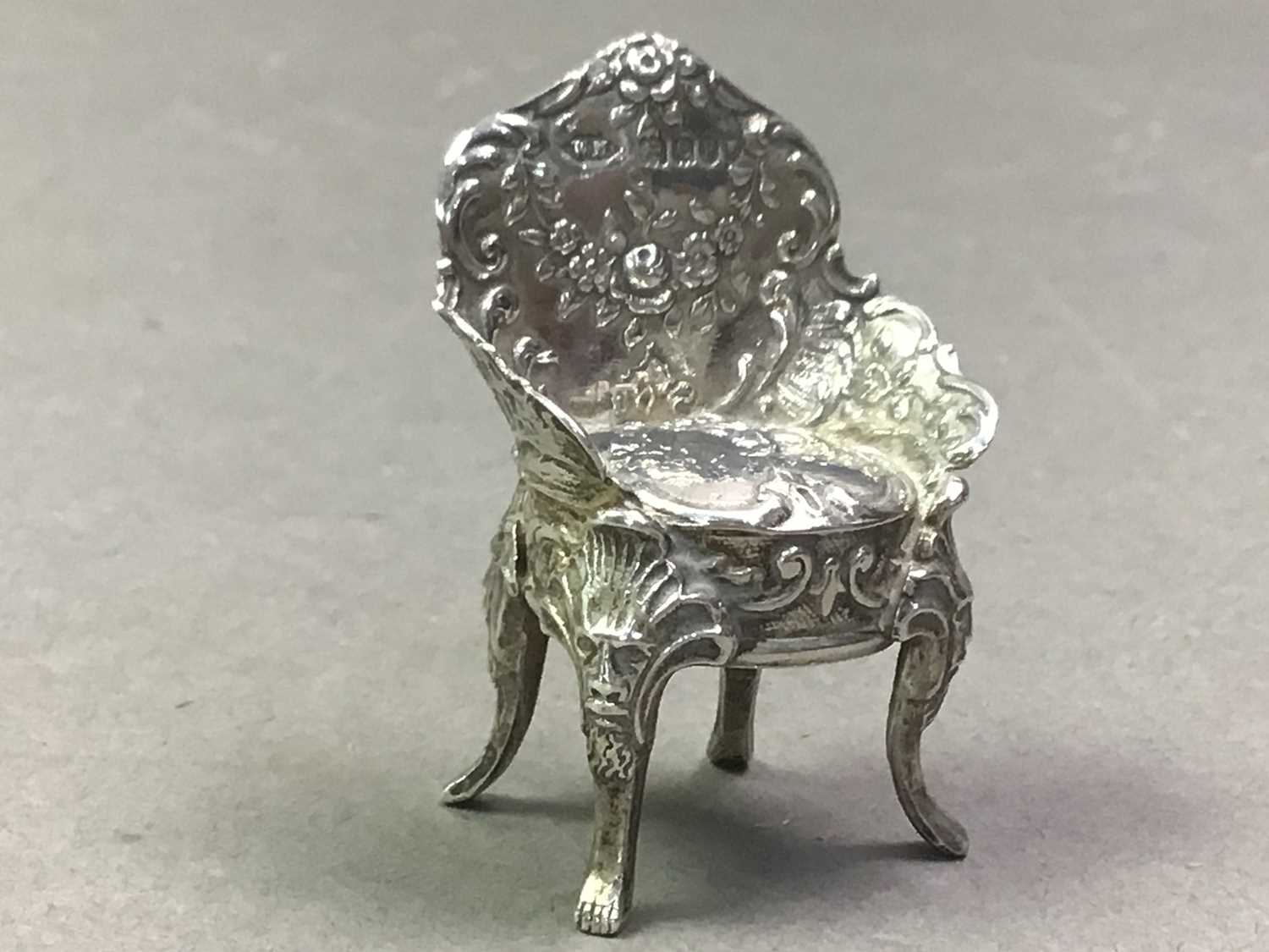 SILVER MINIATURE WINGBACK ARMCHAIR