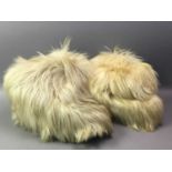 PAIR OF GOAT SKIN BOOTS AND ANOTHER PAIR OF FUR BOOTS