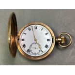 GOLD PLATED FULL HUNTER POCKET WATCH