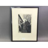 JACOBEAN'S WALK, CLIFFORD'S INN, AN ETCHING BY R M C LEEPER ALONG WITH TWO OTHERS