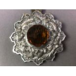 SILVER PLATED PLAID BROOCH AND OTHER ITEMS