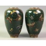 PAIR OF JAPANESE CLOISONNE ENAMEL VASES MEIJI PERIOD