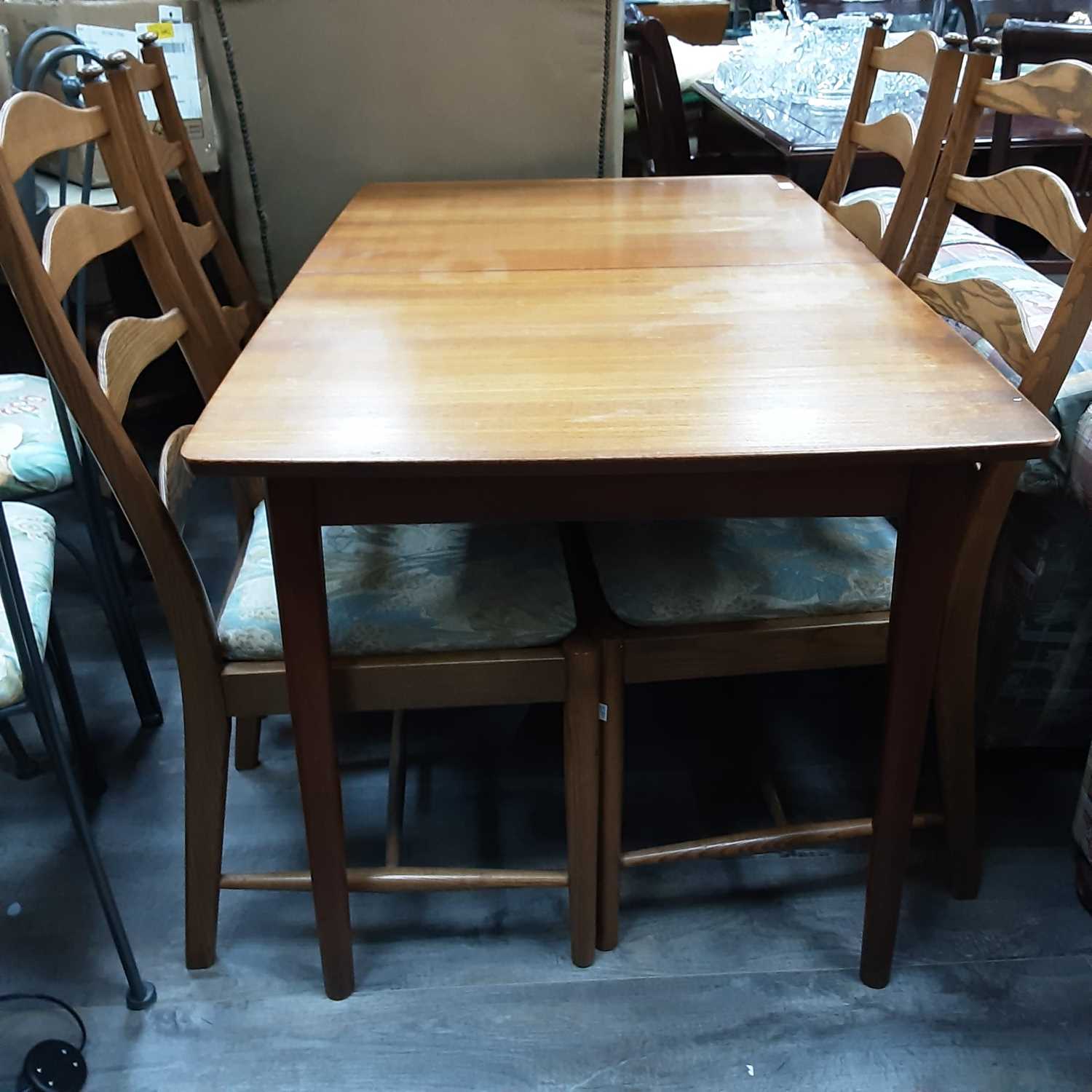 MID CENTURY TEAK DINING TABLE AND FOUR CHAIRS - Image 3 of 3