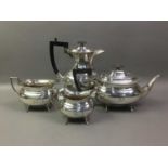 FOUR PIECE PLATED TEA AND COFFEE SERVICE AND OTHER PLATED ITEMS