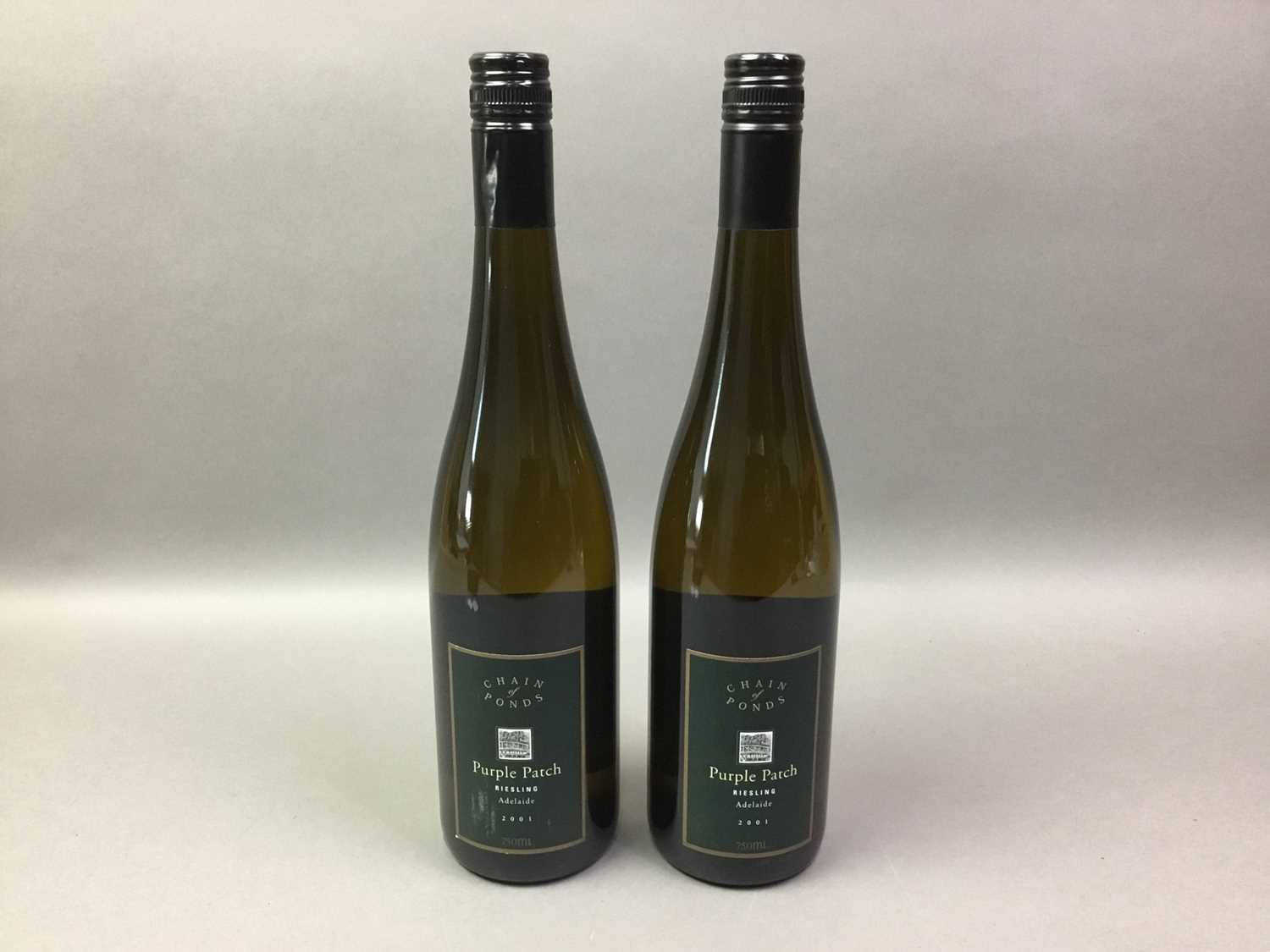 TWO BOTTLES OF CHAIN OF PONDS 2001 'PURPLE PATCH' RIESLING AUSTRALIAN WHITE WINE