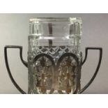 SILVER PLATED AND CRYSTAL PRESERVE JAR