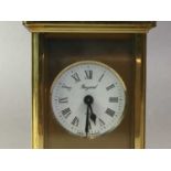 FRENCH BRASS CARRIAGE CLOCK AND A SMALL BRASS CLOCK