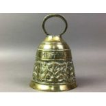 LATE 19TH CENTURY BRASS BELL AND OTHER ITEMS