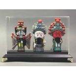 GROUP OF THREE NOVELTY CHINESE FIGURES AND OTHER CHINESE ITEMS
