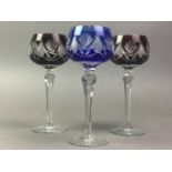 COLLECTION OF HOCK GLASSES AND FURTHER GLASS AND CRYSTAL