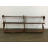 PAIR OF MAHOGANY HANGING WALL SHELVES