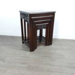 STAINED OAK NEST OF FOUR TABLES 20TH CENTURY