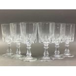 SET OF SIX D'ARQUES CRYSTAL GLASS TUMBLERS AND OTHER GLASS WARE