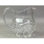 CRYSTAL JUG ALONG WITH OTHER CRYSTAL
