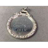 VICTORIAN WHITE METAL MEDAL ALONG WITH A TROPHY