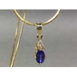 TANZANITE AND DIAMOND PENDANT AND ANOTHER