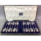 SET OF PLATED TEASPOONS AND TONGS WITH OTHER PLATED ITEMS