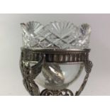 SILVER AND CUT GLASS SUGAR BOWL STAMPED IMPORT MARKS