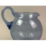 BLUE GLASS JUG AND OTHER GLASSWARE