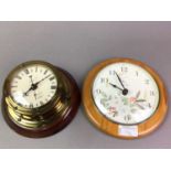 REPRODUCTION SHIP'S BULKHEAD CLOCK ALONG WITH TWO OTHER CLOCKS