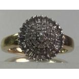 NINE CARAT GOLD DIAMOND CLUSTER RING