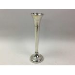 ELIZABETH II, SILVER SOLIFLEUR VASE ALONG WITH FURTHER SILVER AND OTHER ITEMS