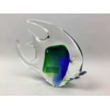 MURANO GLASS MODEL OF A FISH AND OTHER GLASS WARE