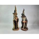 PAIR OF STUDIO POTTERY FIGURES OF WIZARDS