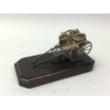 STERLING SILVER MODEL OF A CART AND OTHER ITEMS