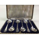 SET OF SIX SILVER 'GOLFING' TEASPOONS AND OTHERS SHEFFIELD