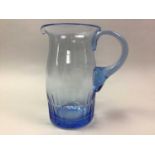 BLUE ART GLASS WATER/LEMONADE SET EARLY TO MID-20TH CENTURY