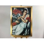 PORTRAIT OF A LADY, OIL ON BOARD AFTER TAMARA DE LEMPICKA