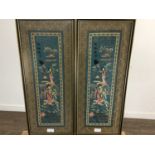 PAIR OF CHINESE EMBROIDERED SILK PANELS